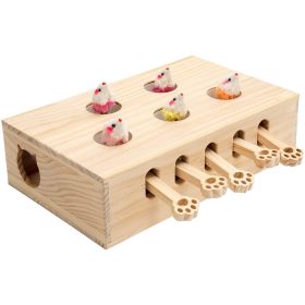 Cat Toys Interactive Whack-a-mole Solid Wood Toys for Indoor Cats Kitten Catch Mice Game