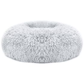 Pet Dog Bed Soft Warm Fleece Puppy Cat Bed Dog Cozy Nest Sofa Bed Cushion M Size (Color: gray)