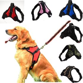 Dog Chest Harness Explosion-Proof Traction Rope For Medium and Large Dog Cat Lash Nylon Material Golden Retriever Pet Supplies (Color: black)