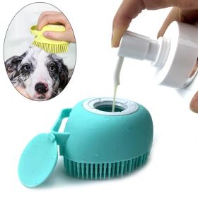 Bathroom Puppy Big Dog Cat Bath Massage Gloves Brush Soft Safety Silicone Pet Accessories for Dogs Cats Tools Mascotas Products (Color: Blue)