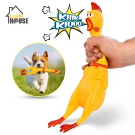 Hot Sell Screaming Chicken Pets Dog Toys Squeeze Squeaky Sound Funny Toy Safety Rubber For Dogs Molar Chew Toys (Metal color: Yellow)