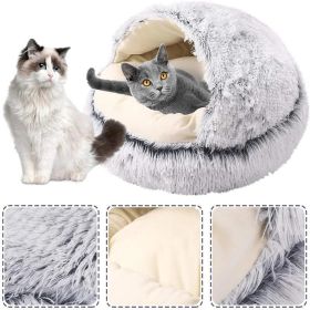 New Style Pet Cat Bed Dog Bed Round Plush Warm Cat's House Soft Long Plush Best Pet Bed Dogs For Cats Nest 2 In 1 Cat Accessorie (Color: Green)