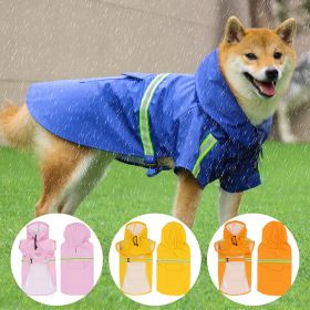 Pet raincoat for large and small dog; PU waterproof big dog raincoat; outdoor reflective dog raincoat (colour: blue)