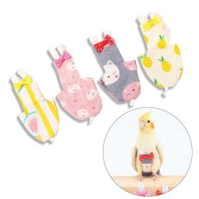 2pcs Parrot Diaper with Bowtie Cute Colorful Fruit Floral Cockatiel Pigeons Small Medium Large Pet Birds Flight Suit Clothes Washable (Color: Pink rabbit)