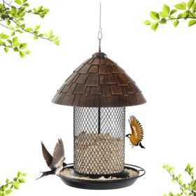 Outdoor Metal Hanging Wild Bird Feeder (Color: Brown)