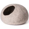 MewooFun Trendy Felt Cat Bed Cave Round Nest Wool Bed Gray for Cats and Kittens