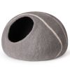 MewooFun Trendy Felt Cat Bed Cave Round Nest Wool Bed Gray for Cats and Kittens