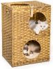 MEWOOFUNCat House Wicker Cat Bed for Indoor Cats Woven Rattan Cat Condos Outdoor