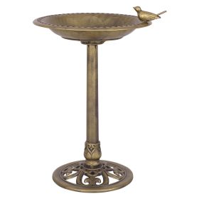 New Design Outdoor Garden Green Pedestal Bird Bath Feeder (Color: Gold)