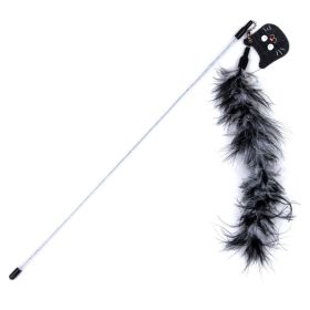 Touchcat Tail-Feather Designer Wand Cat Teaser (Color: black)