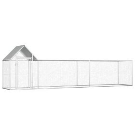 Chicken Coop 16.4'x3.3'x4.9' Galvanized Steel (Color: Silver)