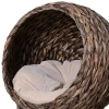 Simple Yet Practical Natural Braided Banana Leaf Elevated Cat Bed Basket With Cushion