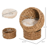 Simple Yet Practical Natural Braided Banana Leaf Elevated Cat Bed Basket With Cushion