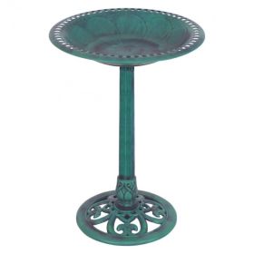 New Design Outdoor Garden Green Pedestal Bird Bath Feeder (Color: Green)