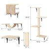 5 Pcs Wall Mounted Cat Climber Set;  Floating Cat Shelves and Perches;  Cat Activity Tree with Scratching Posts;  Modern Cat Furniture