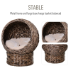 Simple Yet Practical Natural Braided Banana Leaf Elevated Cat Bed Basket With Cushion