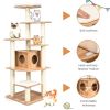 Wood Multi-Layer Platform Cat Tree with Scratch Resistant Rope