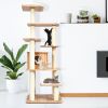 Wood Multi-Layer Platform Cat Tree with Scratch Resistant Rope