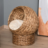 Simple Yet Practical Natural Braided Banana Leaf Elevated Cat Bed Basket With Cushion