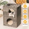 Rattan Cat Litter,Cat Bed with Rattan Ball and Cushion