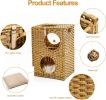 MEWOOFUNCat House Wicker Cat Bed for Indoor Cats Woven Rattan Cat Condos Outdoor